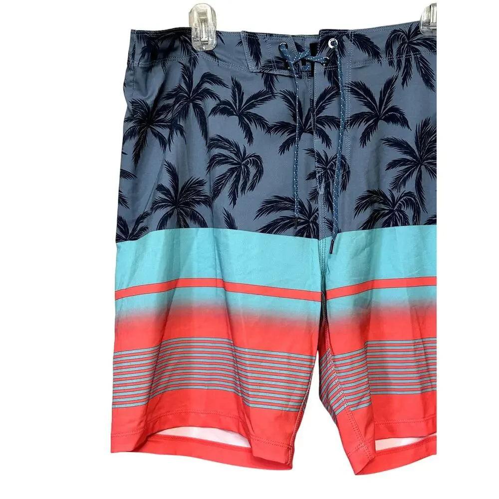 Hurley Board Shorts Palm Tree Phantom 4-Way Stretch Material Multicolor M 30 NWT